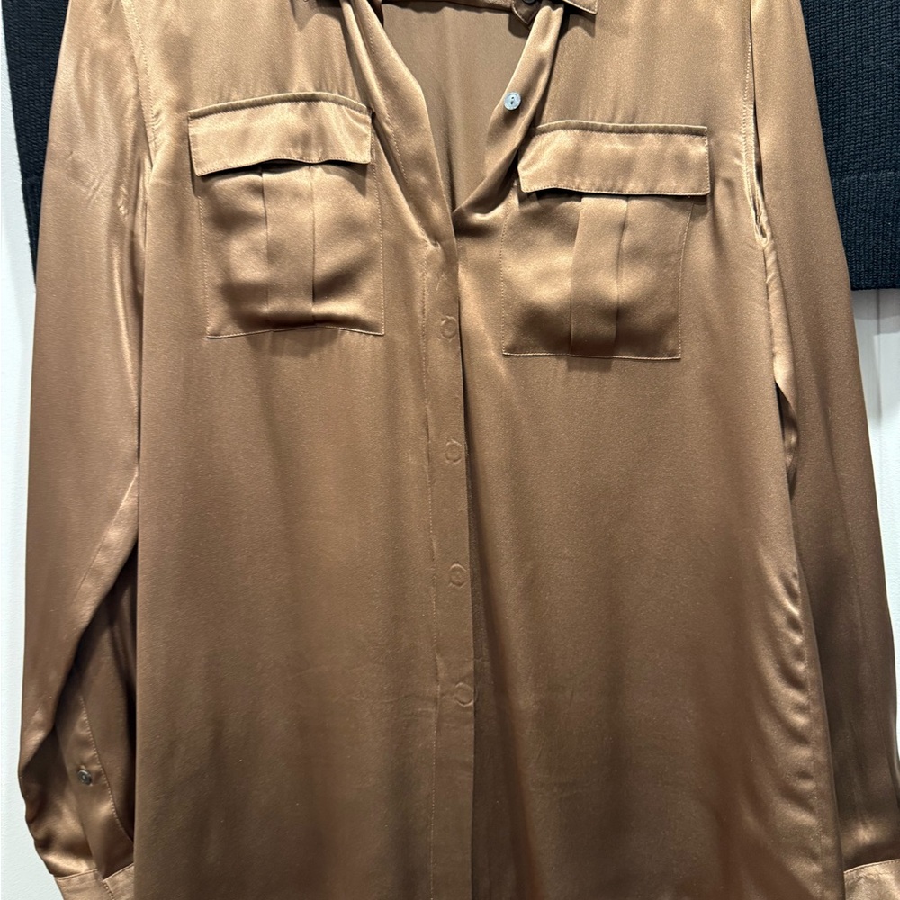 Sleek Satin Button-Up Blouse